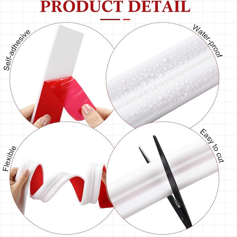Innconee 19.7ft Peel and Stick Molding Chair Rail Panel Flexible Wall Molding Trim Self Adhesive Panel Moulding for DIY Home Wall Decor Protection Cabinet Border Frame(1.57 Inch,Stylish,White) - Image 3